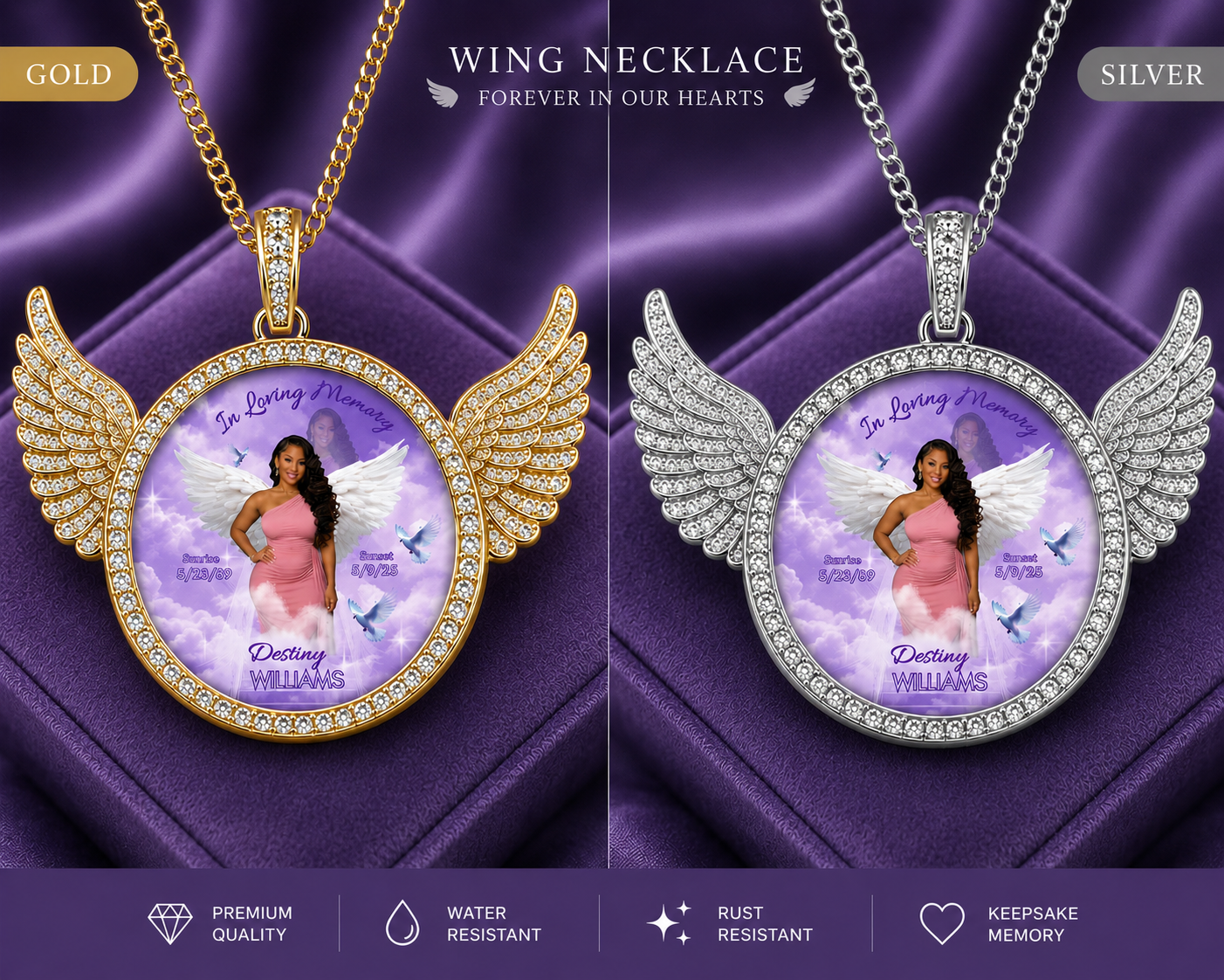 Memorial Angel Wing Necklace