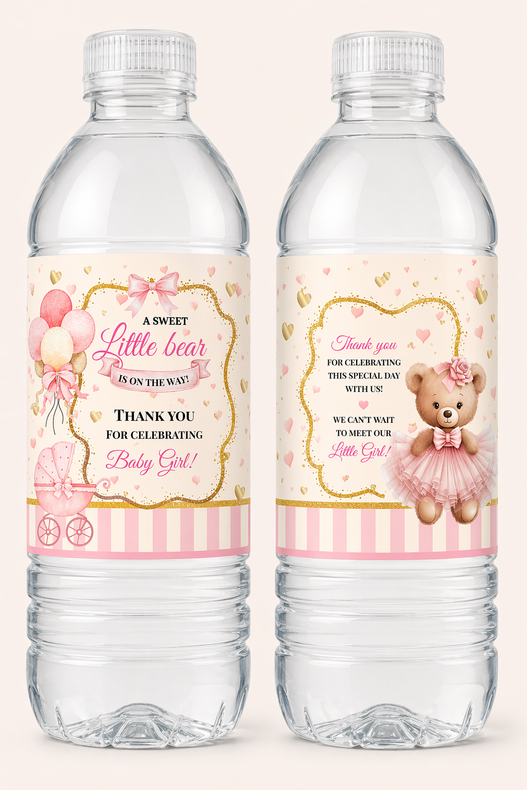Custom Water bottle (set of 6) -Sweet Little Bear