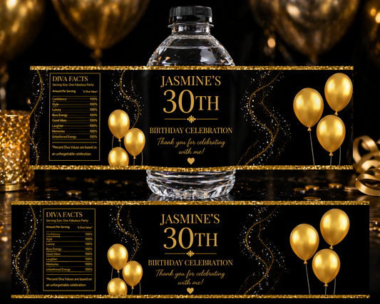 Luxury Black and Gold Theme Water Bottles