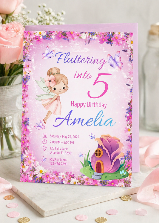 Fluttering Fairy Garden Party Digital Invitation