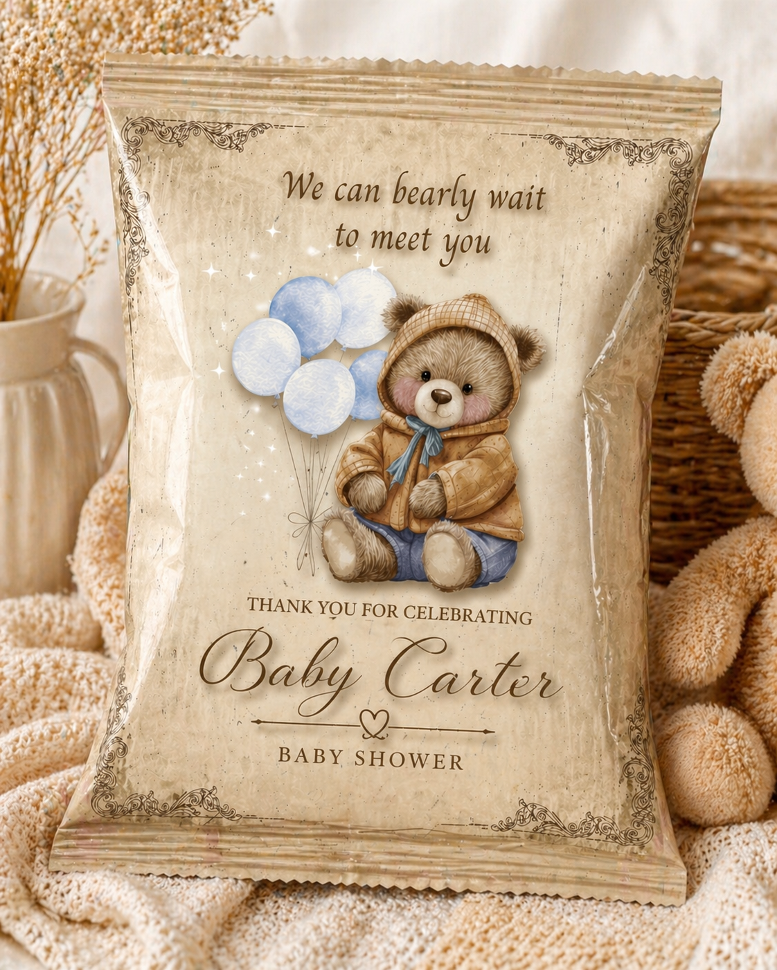 Vintage Teddy Chip bags (set of 6)