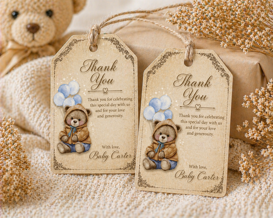 Vintage Teddy Thank You Tags (set of 6)
