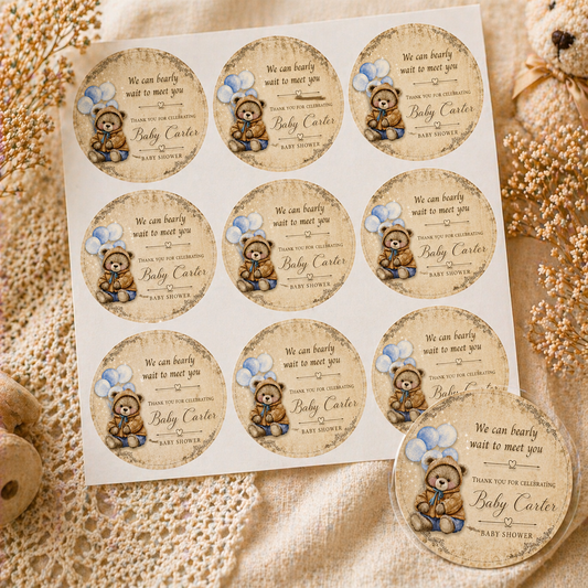 Vintage Teddy stickers (set if 6)