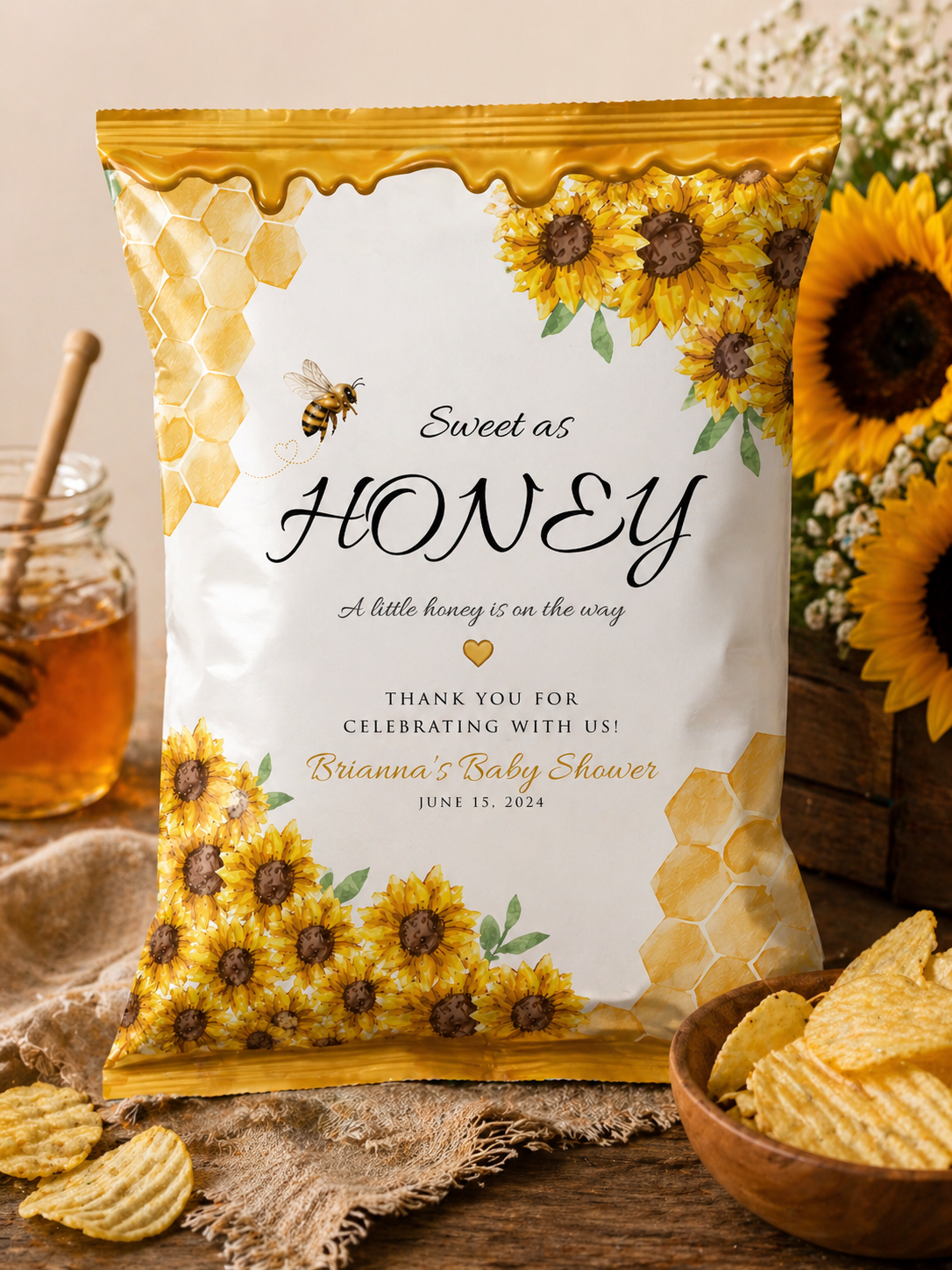 Sweet as Honey Chip Bag  (set of 6)