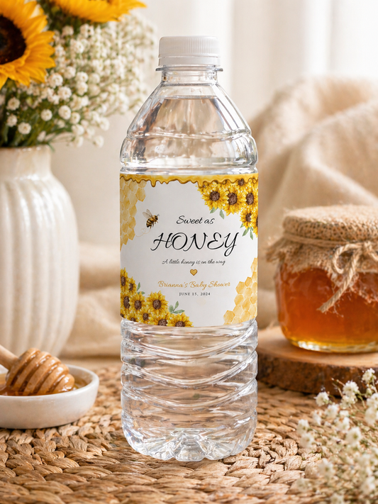 Sweet as Honey Water Bottle with Labels (set of 6)