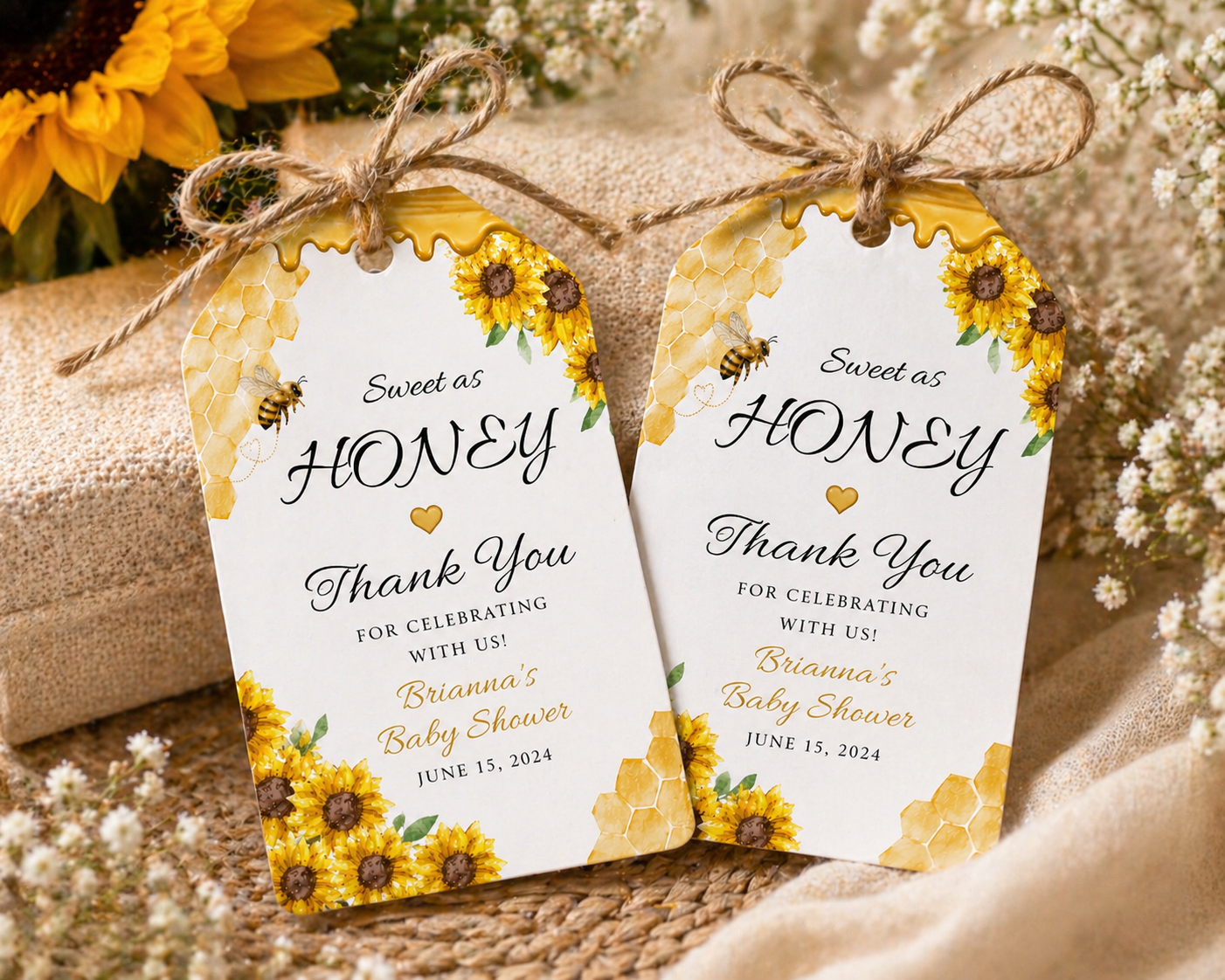 Sweet as Honey Thank you tags (set of 6)