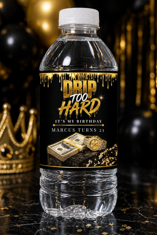 Drip too Hard Water bottles w/ Labels (set if 6)