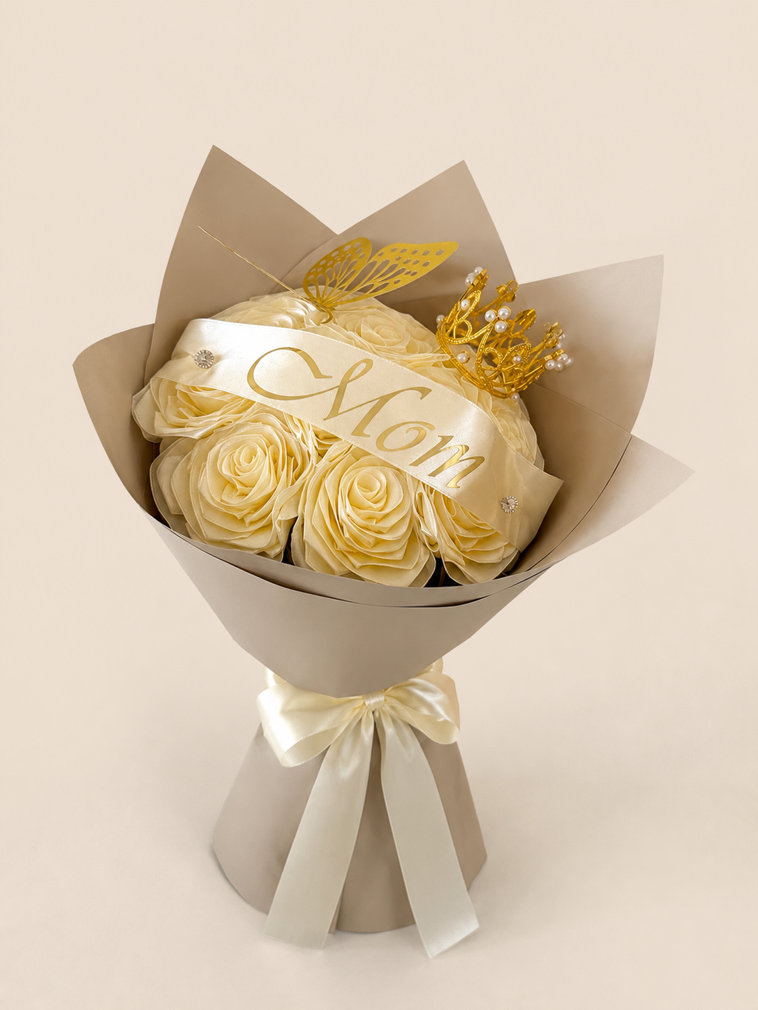 Ivory Elegance Silk Rose Bouquet (1 Dozen Roses)