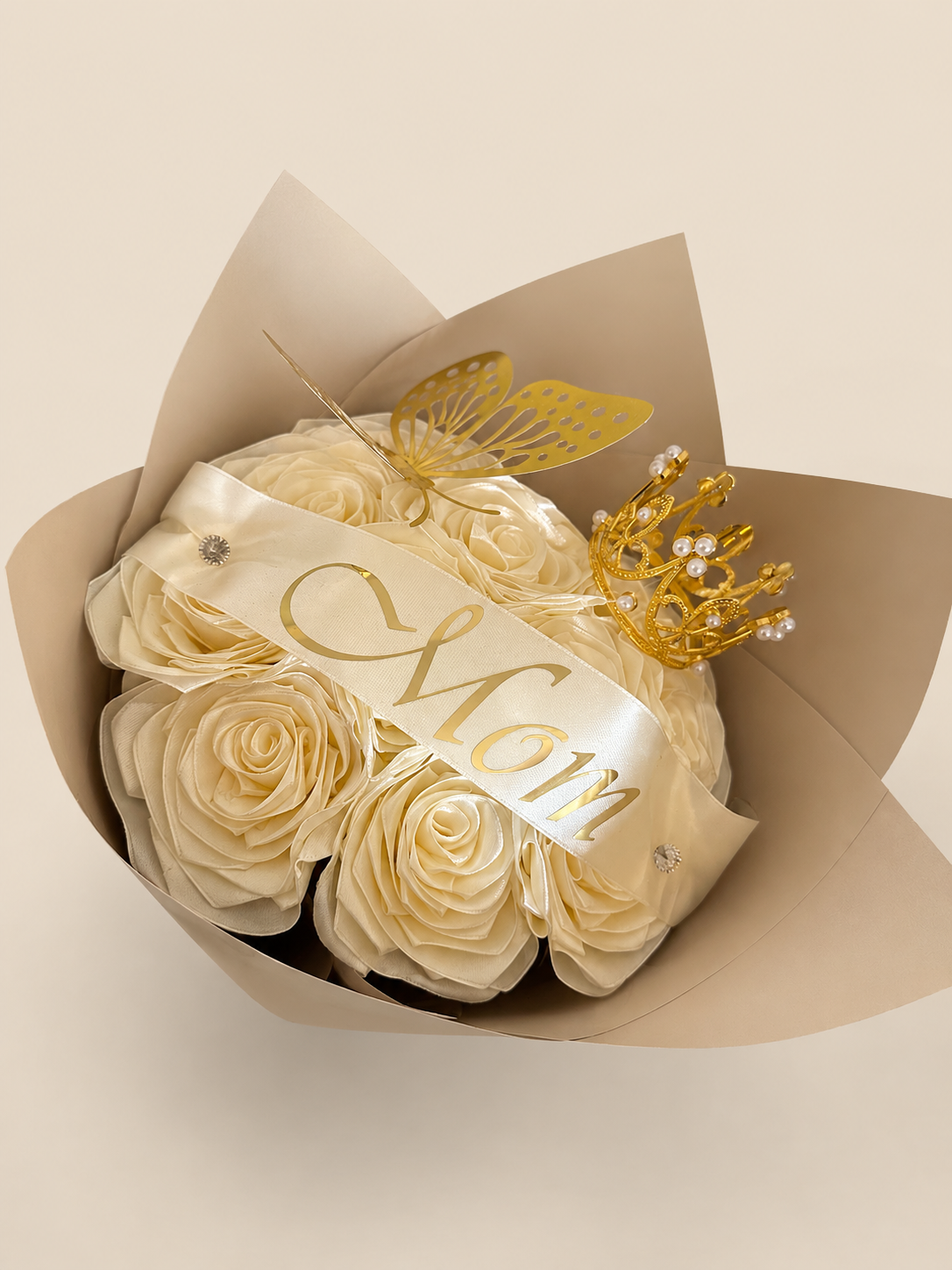 Ivory Elegance Silk Rose Bouquet (1 Dozen Roses)