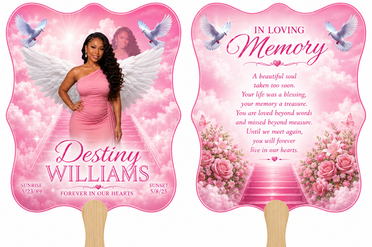 Scalloped Edge Fans- Double sided memorial design