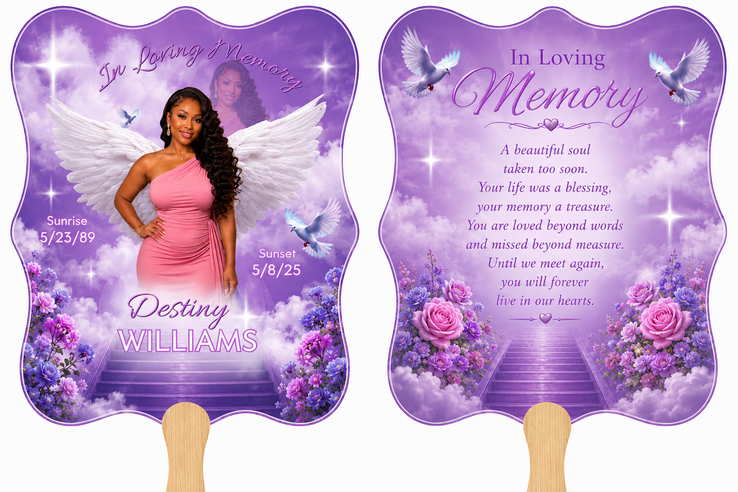 Scalloped Edge Fans- Double sided memorial design