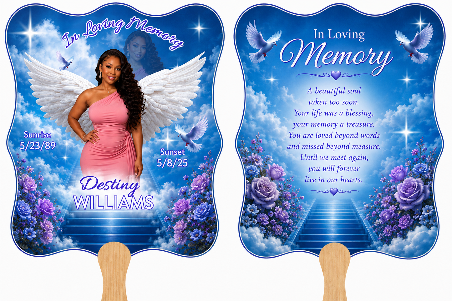 Scalloped Edge Fans- Double sided memorial design