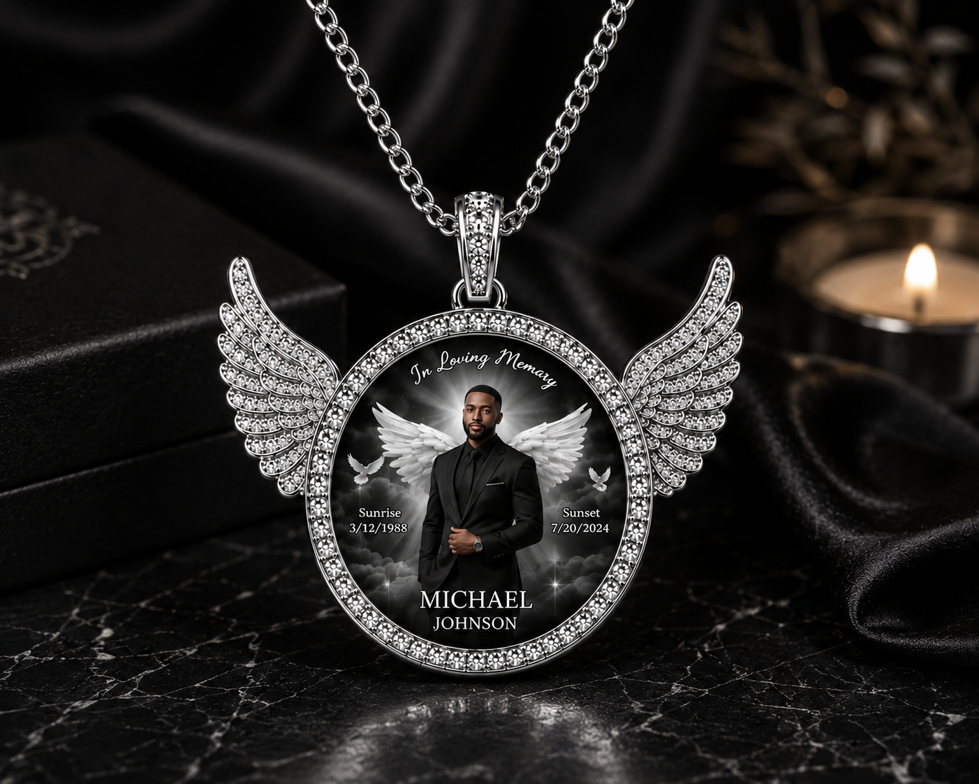 Memorial  Angel Wings Necklace
