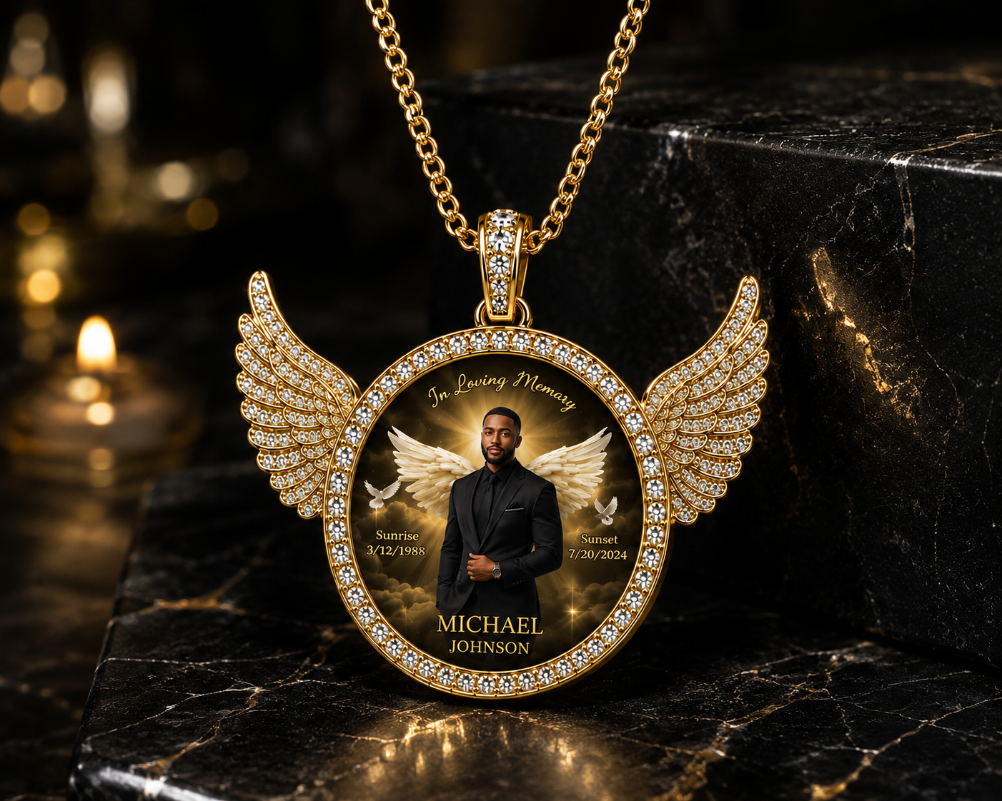 Memorial  Angel Wings Necklace