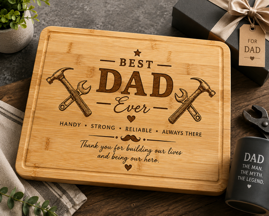 Personalized Engraved Cutting Board for Dad | Father’s Day Gift | Custom Bamboo Kitchen Board