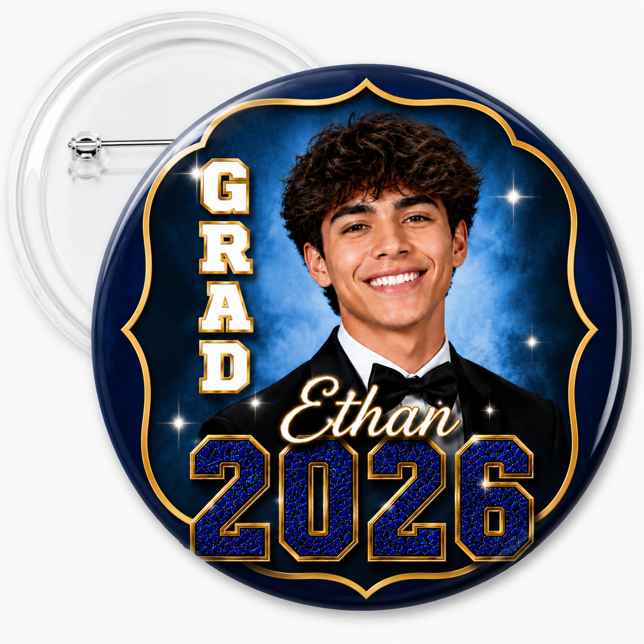 Glitter Year Grad Button