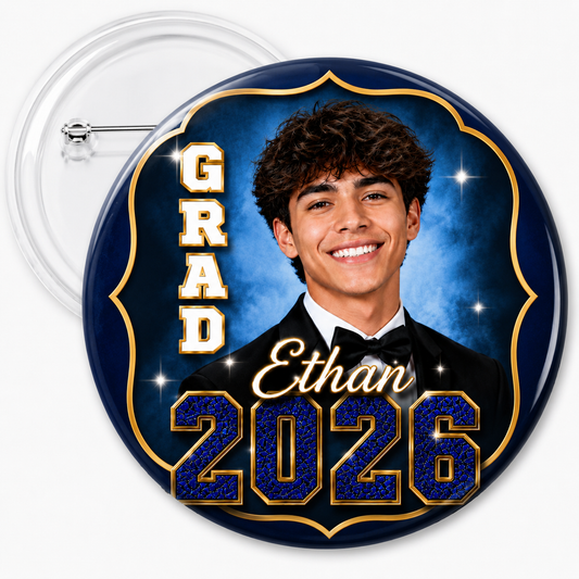 Glitter Year Grad Button